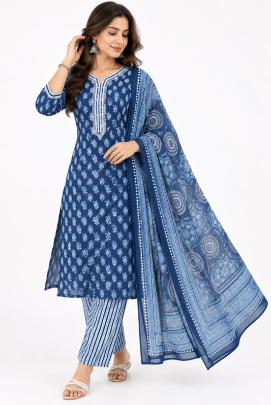 3 piece indigo set
