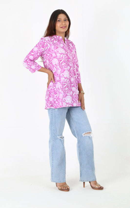 Pink Floral Printed Tunic
