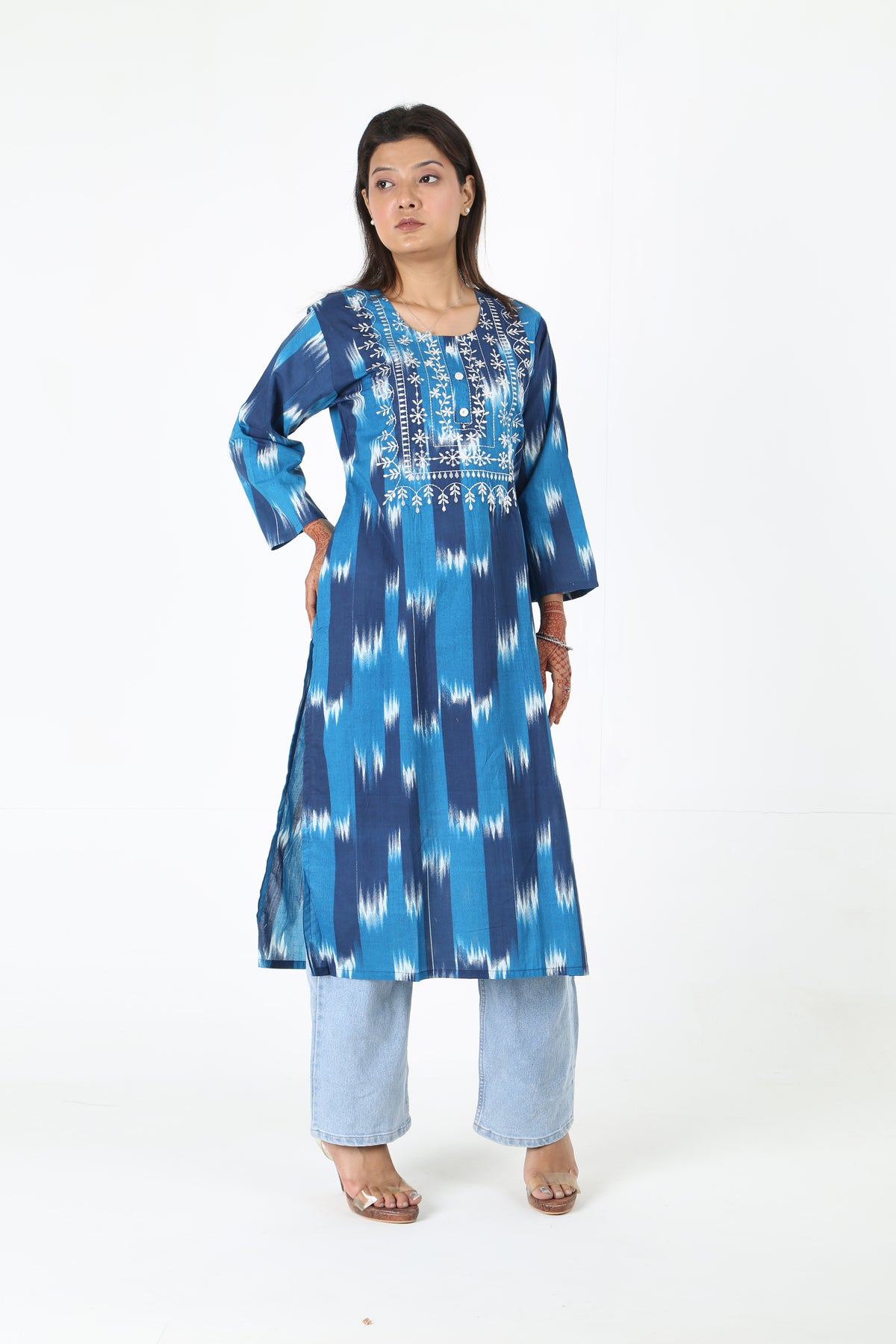 Blue Patola Printed Kurta