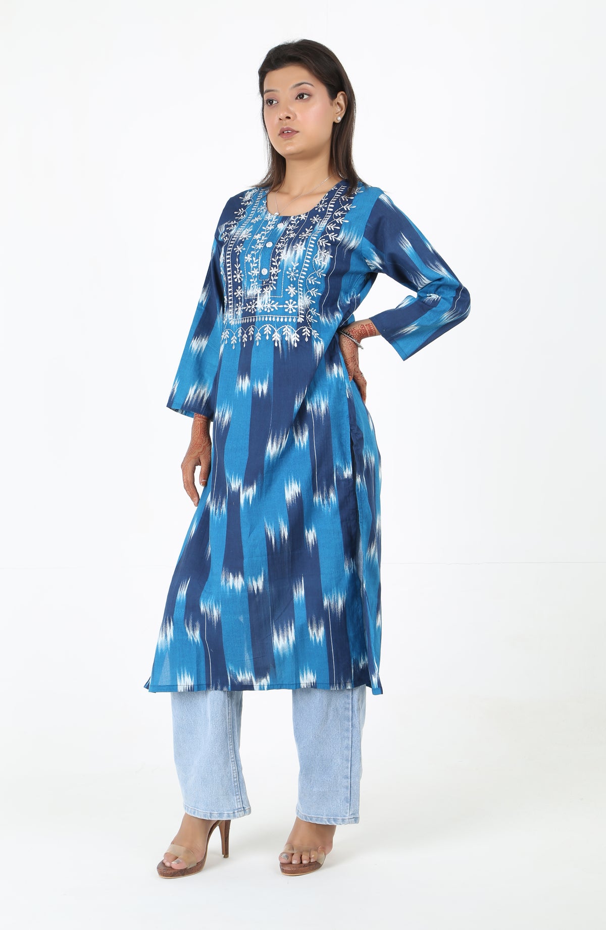 Blue Patola Printed Kurta