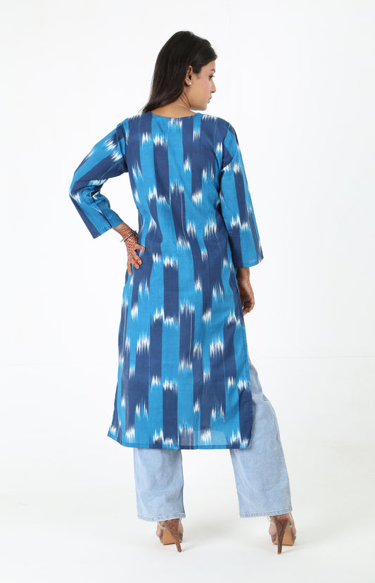 Blue Patola Printed Kurta
