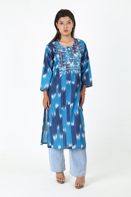 Blue Patola Printed Kurta
