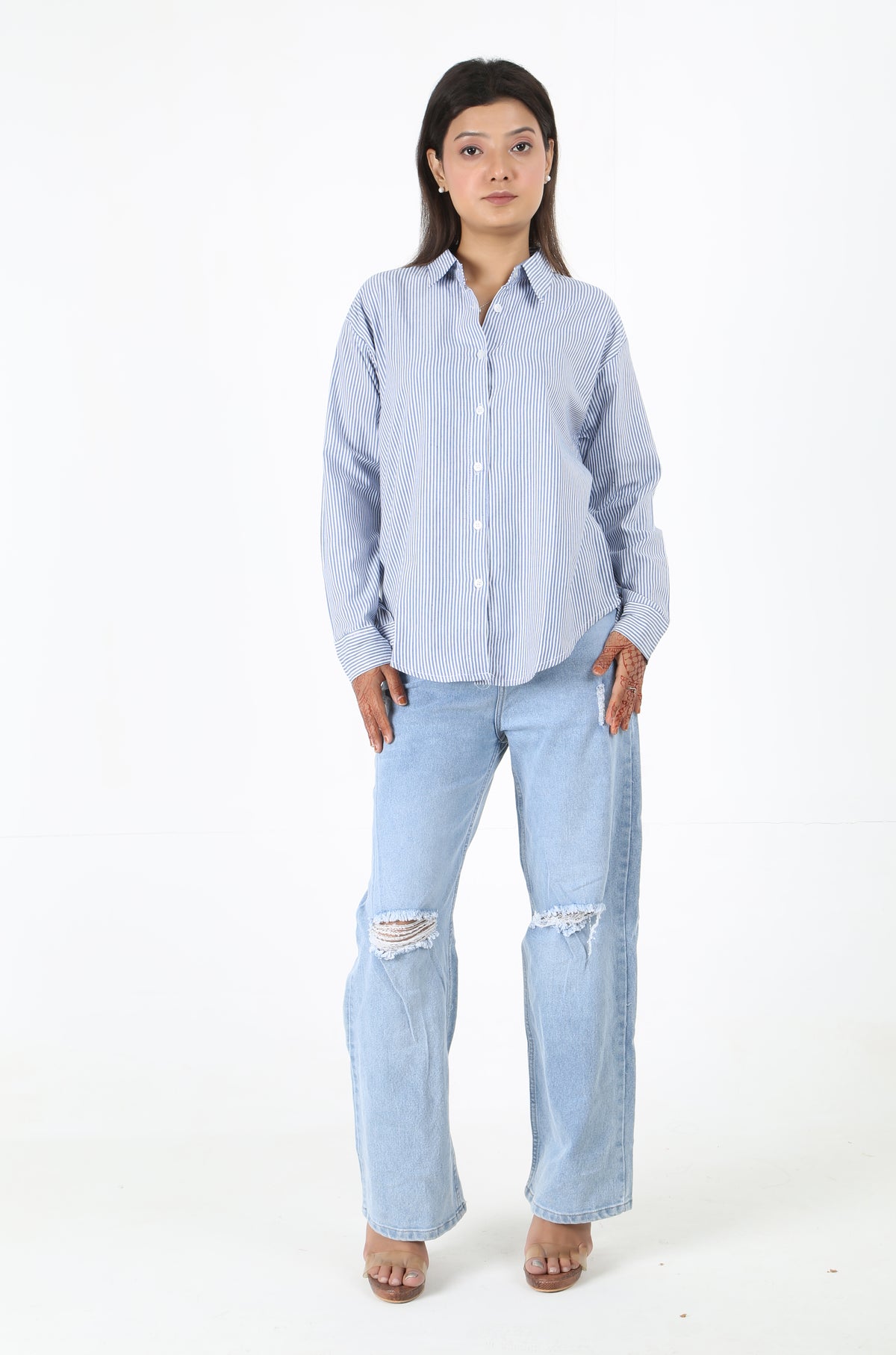 Blue Striped Casual Shirt