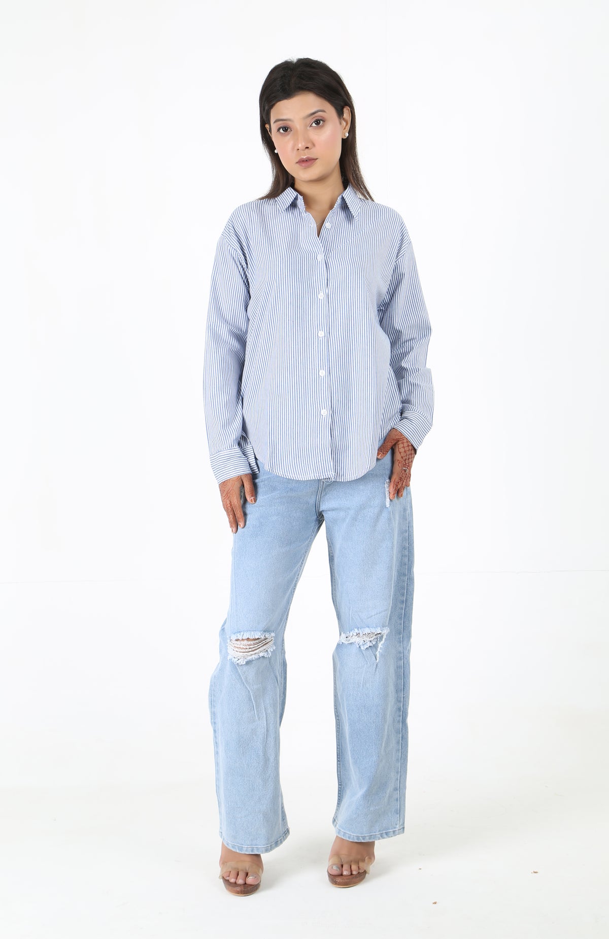Blue Striped Casual Shirt