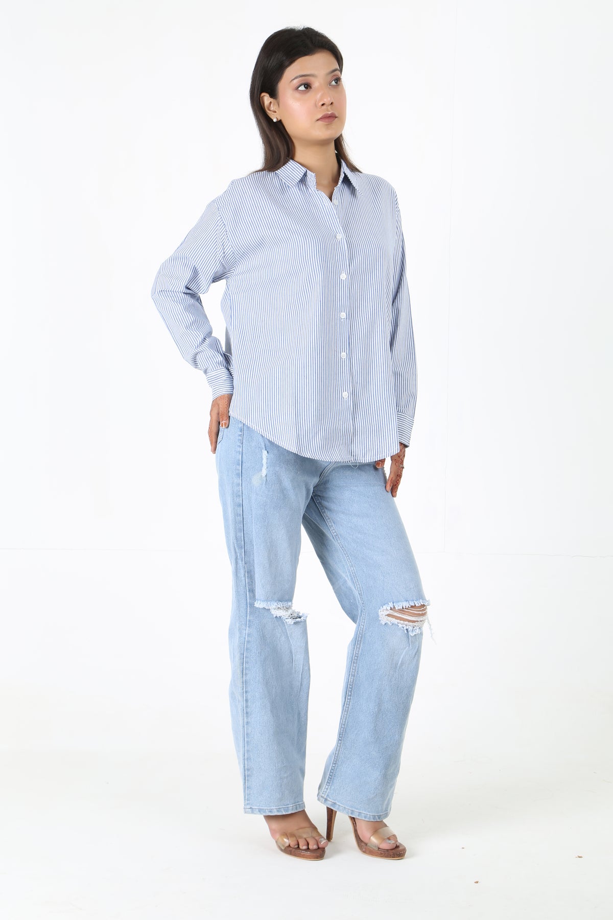 Blue Striped Casual Shirt
