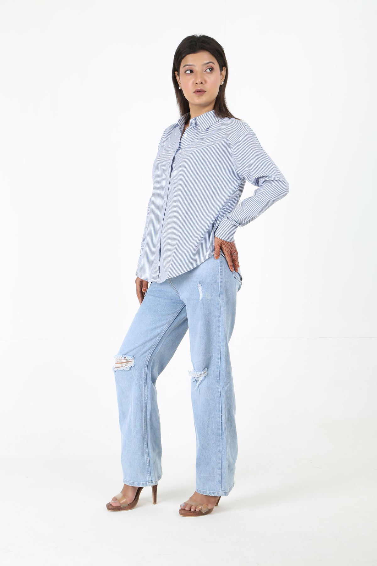 Blue Striped Casual Shirt