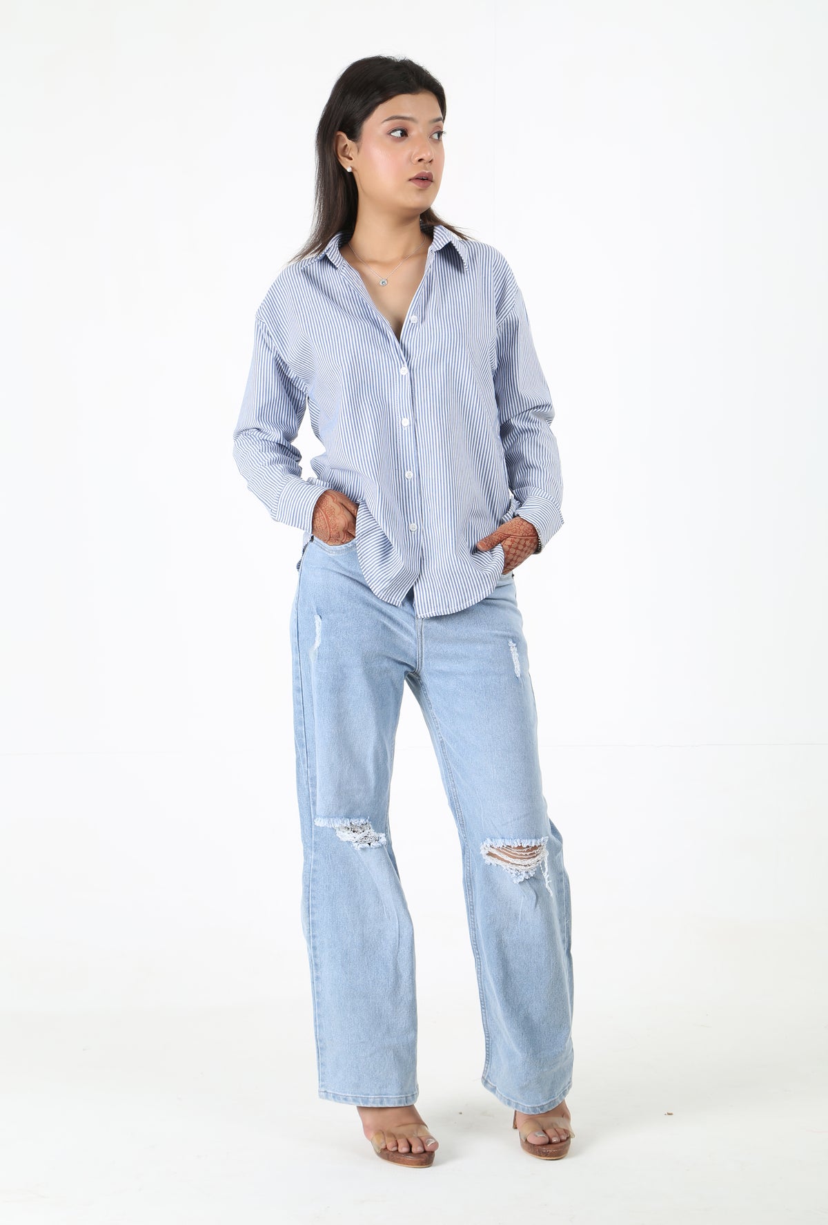 Blue Striped Casual Shirt