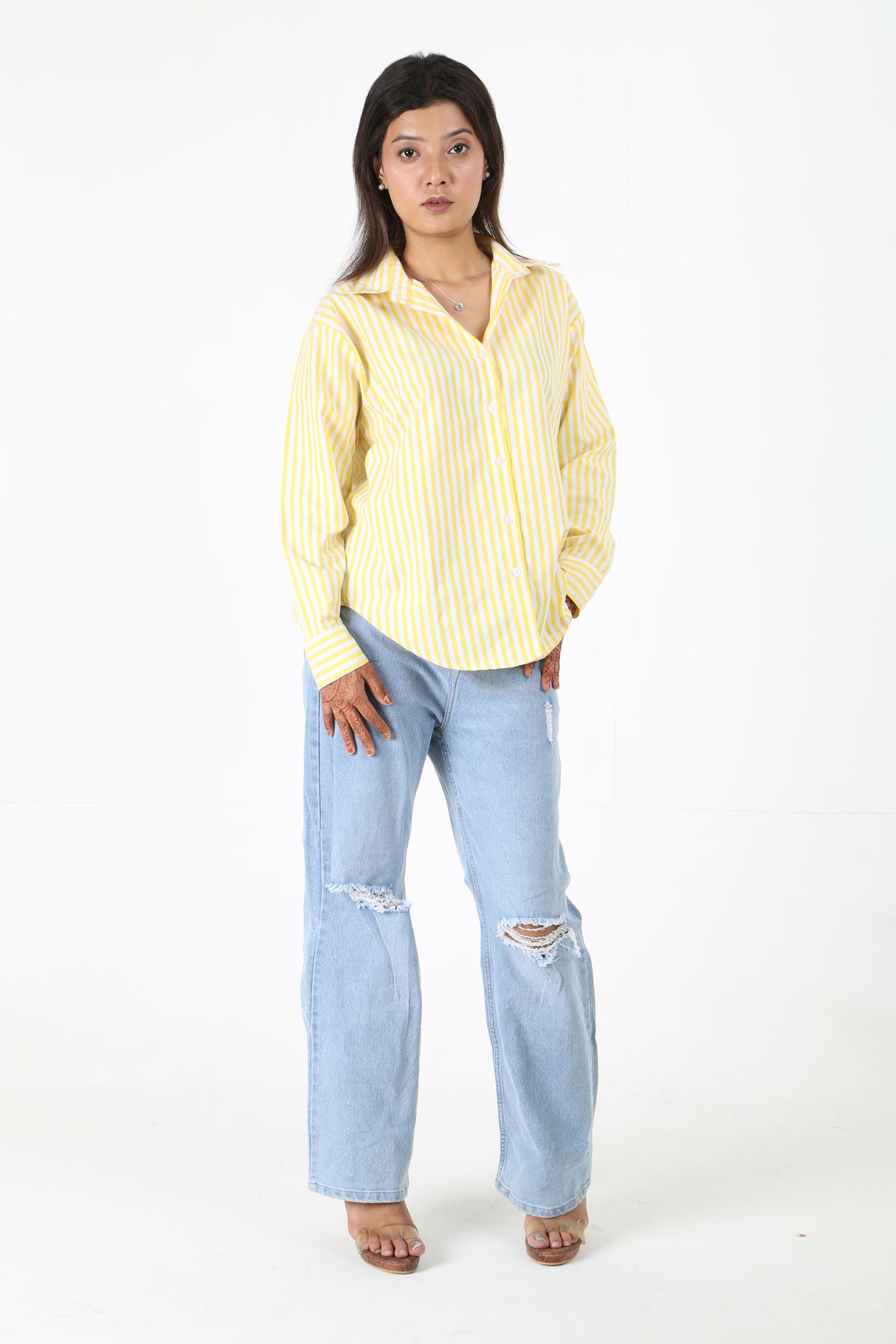 Yellow Striped Casual Shirt