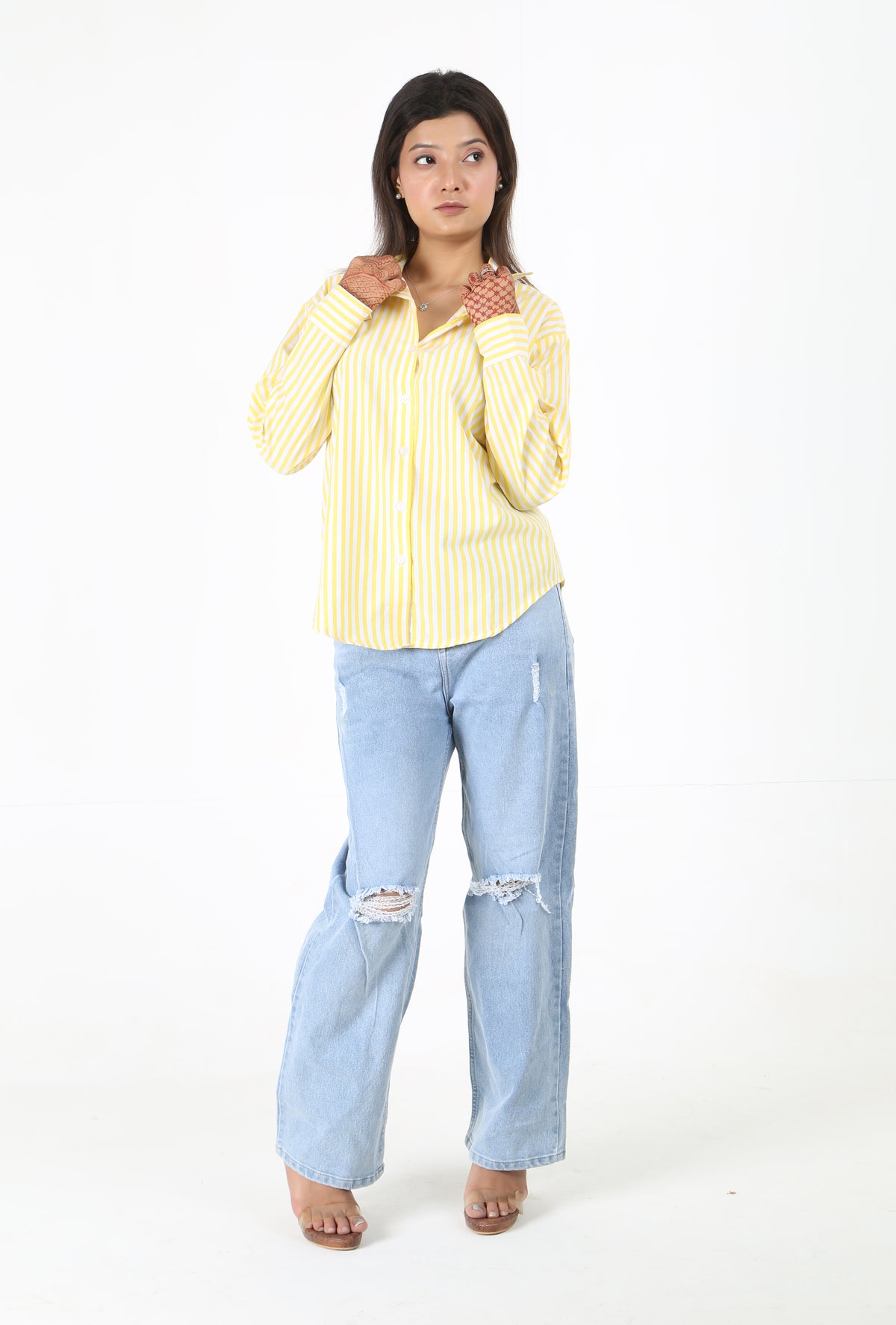 Yellow Striped Casual Shirt