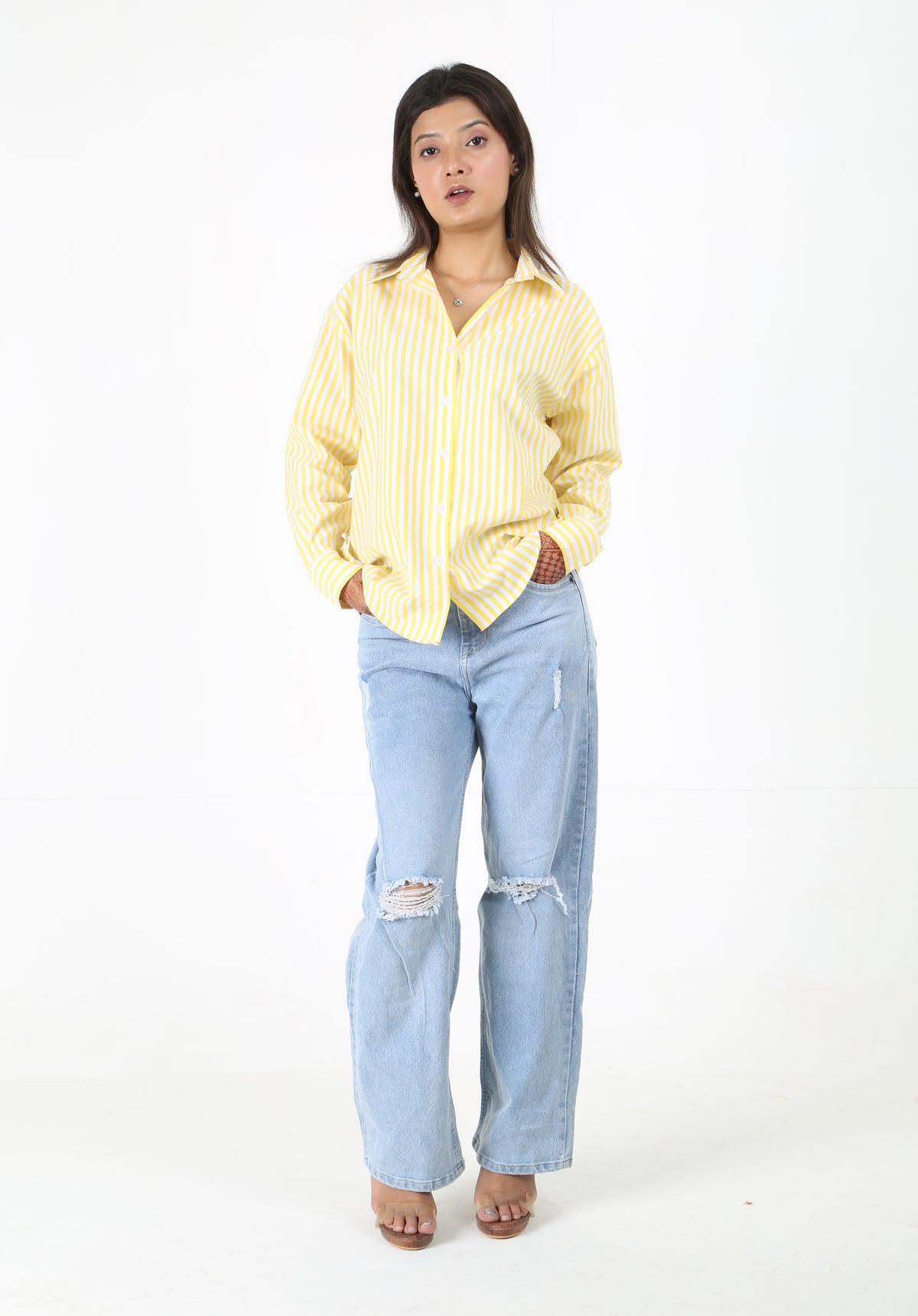 Yellow Striped Casual Shirt