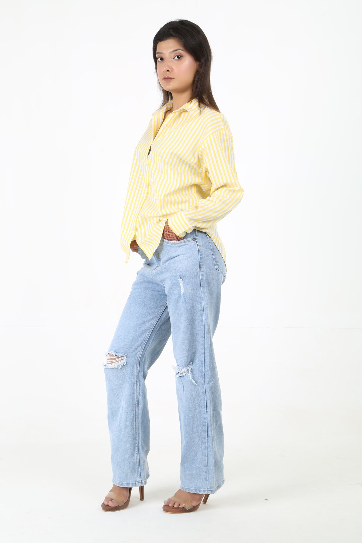Yellow Striped Casual Shirt