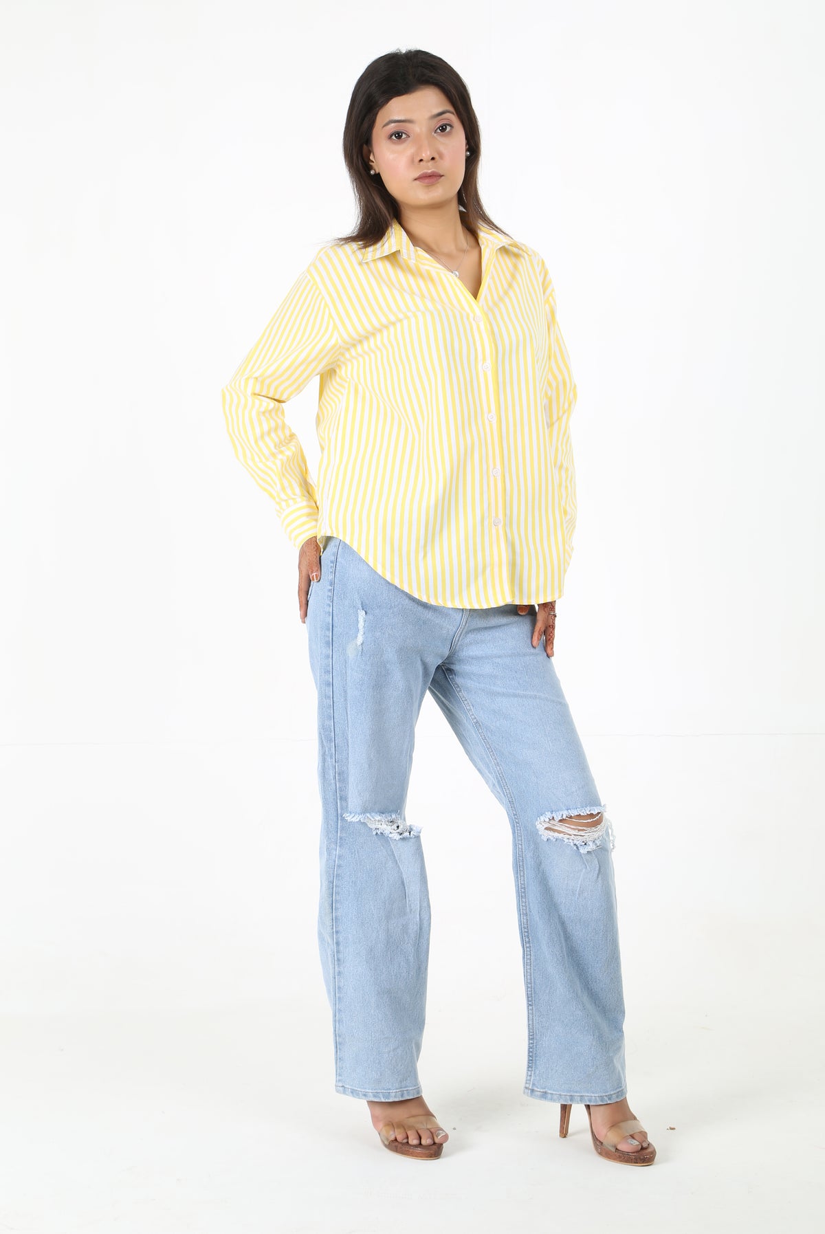 Yellow Striped Casual Shirt