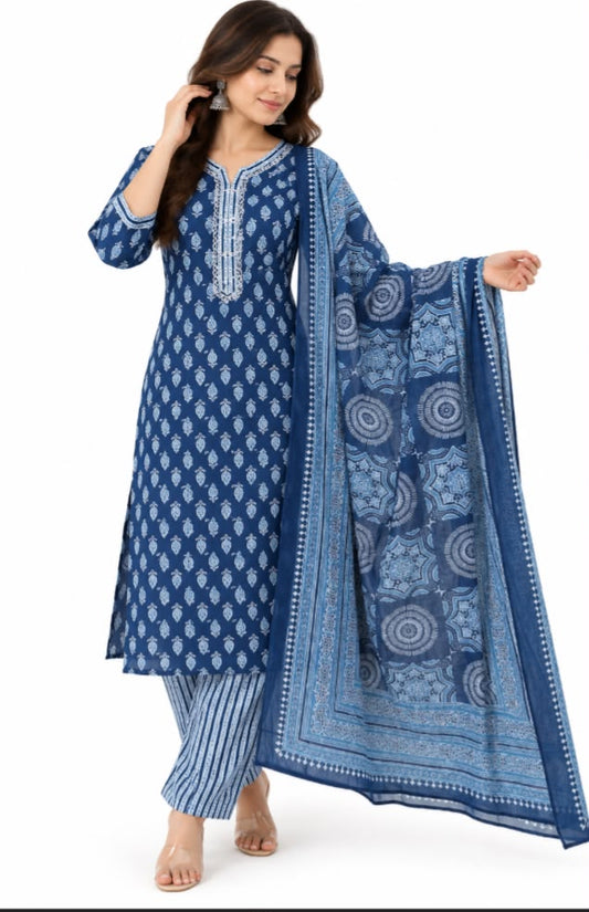 3 piece indigo set