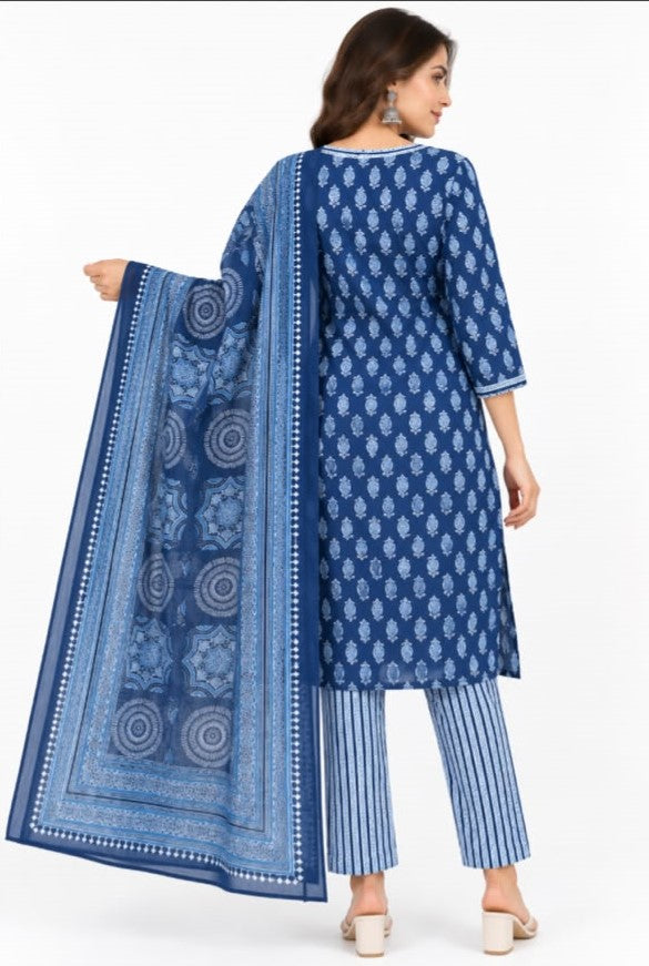 3 piece indigo set